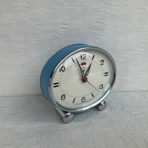 Vintage 1960s Polaris Turquoise Oval Shaped Wind Up Alarm Clock